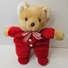Eden Baby's Wonderland Plush Bear Tan Teddy Red White Checked Bow Lovey Stuffed