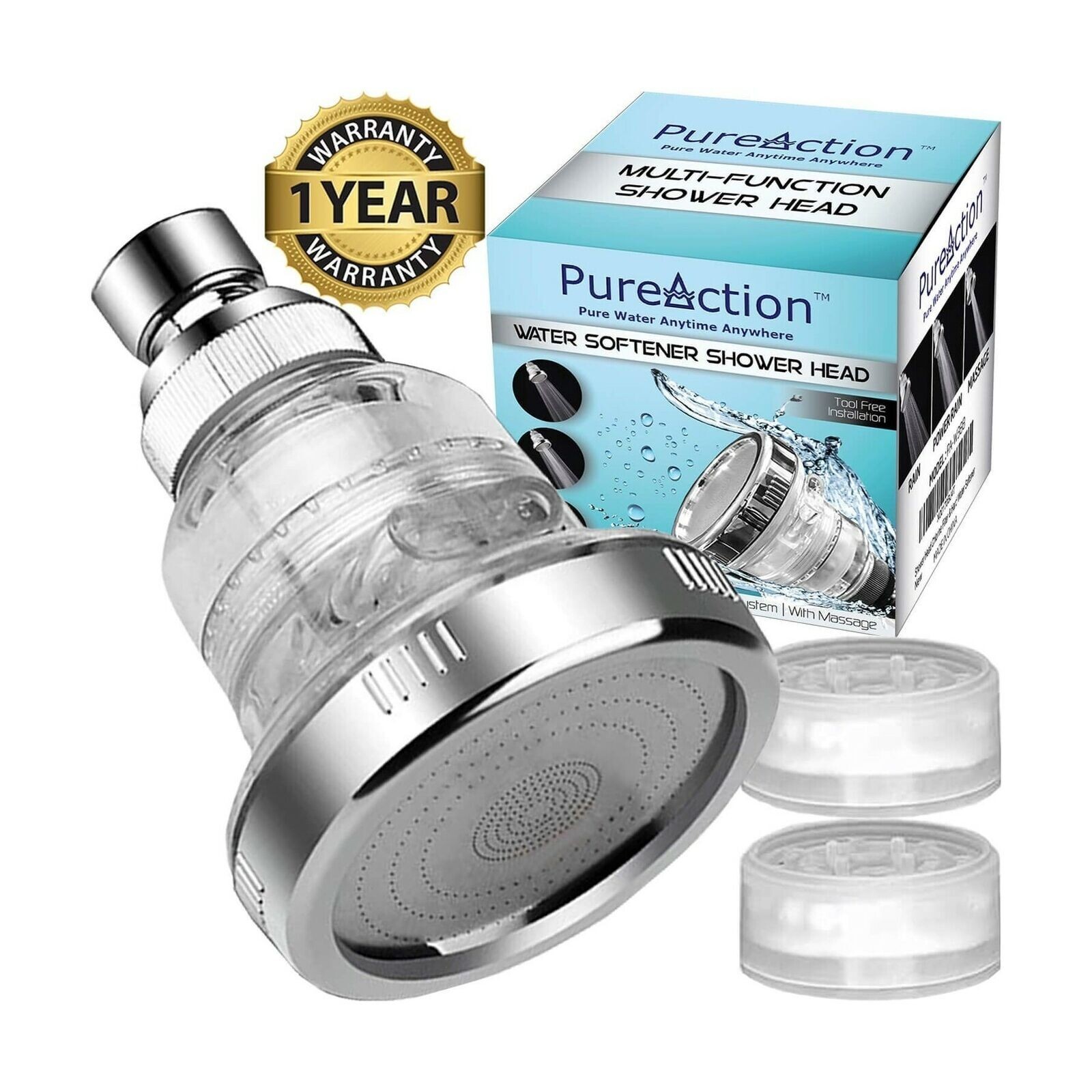 Water Softener Shower Head Hard Chlorine & Fluoride Filter High Pressure Shower