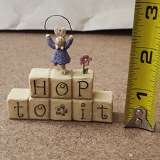 Suzi Skoglund 'Hop to it' Sign Bunny Jump Roping Resin Figurine
