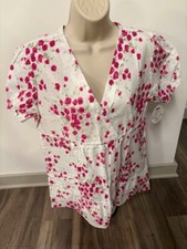 WHITE CROSS WOMENS SCRUB TOP SMALL FLORAL PINK