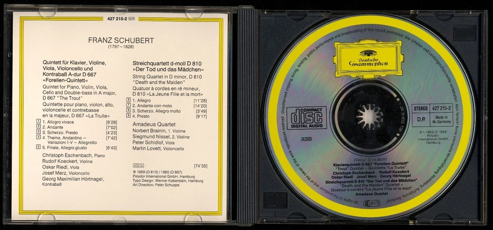 2 Klassik-CDs★Franz SCHUBERT★FORELLEN-QUINTETT + IMPROMPTUS★Deutsche Grammophon★ - Bild 4 von 4