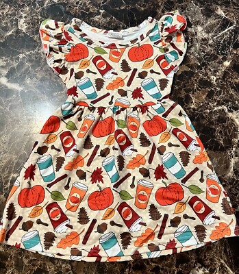 Fall Boutique Dress Pumpkin Spice Latte Size 12/18m | eBay