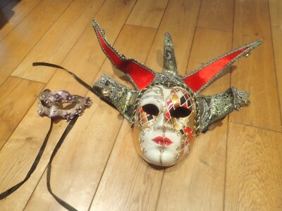 2 x Harlekinmaske Lady Venezia Karneval Verkleidung Fasching Neu Dekoration