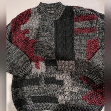 Vintage 80s Street Scene Sweater Men's Size Medium Eclectic Grandpa