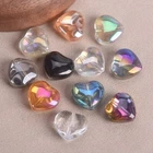20pcs 15mm Heart Colorful Glossy Crystal Glass Loose Beads For Jewelry Making