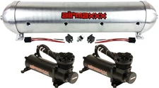 airmaxxx Dual 480 Black Compressors with 5 Gal Raw Aluminum Tank Kit