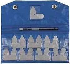 15 Piece Steel Radius Gage Set: 1/32" to 1/4" Radius, Satin Chrome Finish