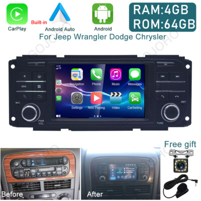 64GB Android 13 Car Radio Stereo GPS BT Carplay For Jeep Wrangler Dodge Chrysler