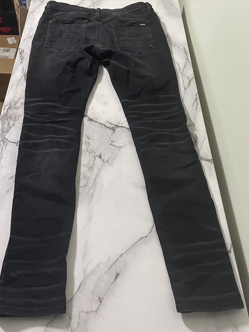 Amiri MX1 Jeans Distressed Stretch Black Size 33 Authentic Button