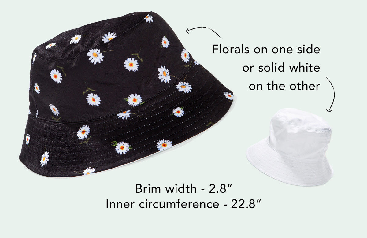 Alice + Olivia Reversible Bucket Hat Black with Daisy Print  display picture 3