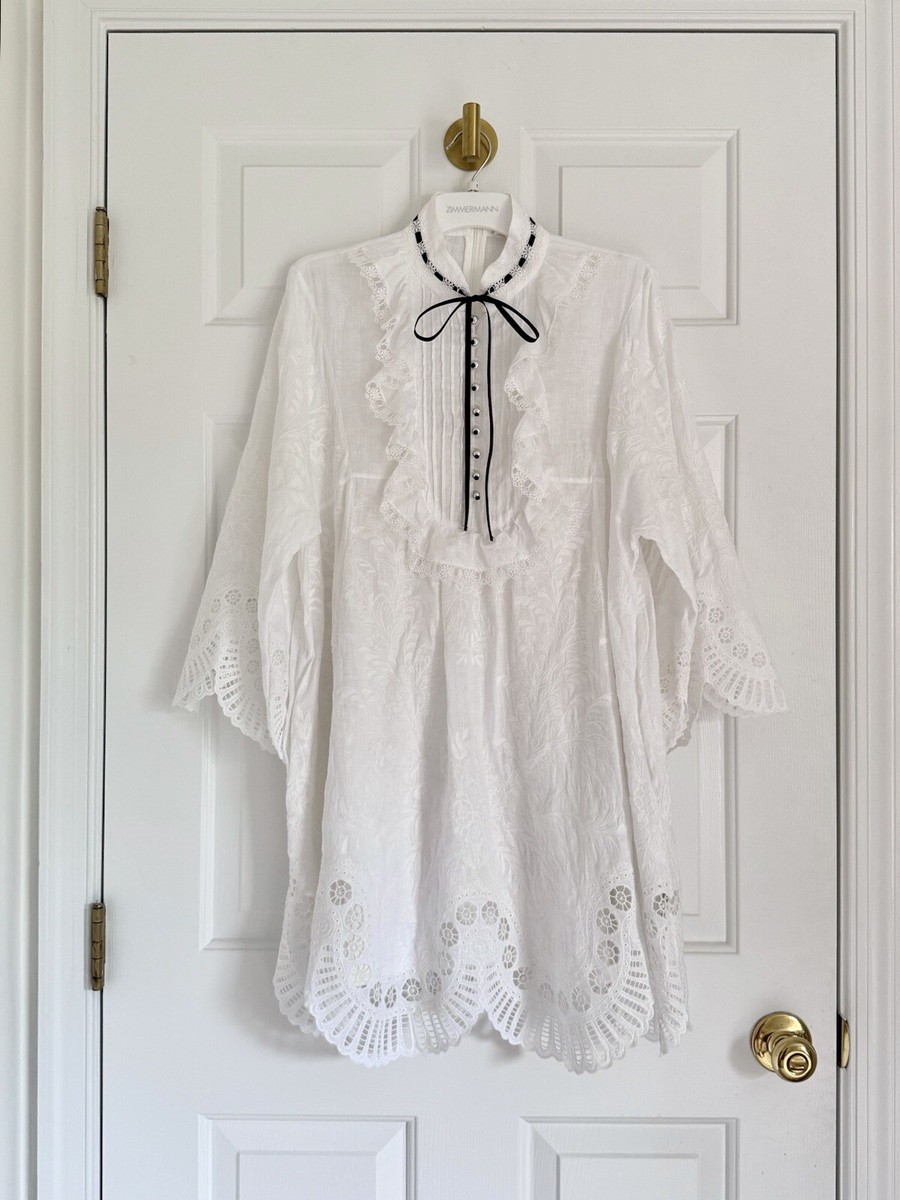 NWOT $1,600 Zimmermann Dancer Tie Neck Linen Voile