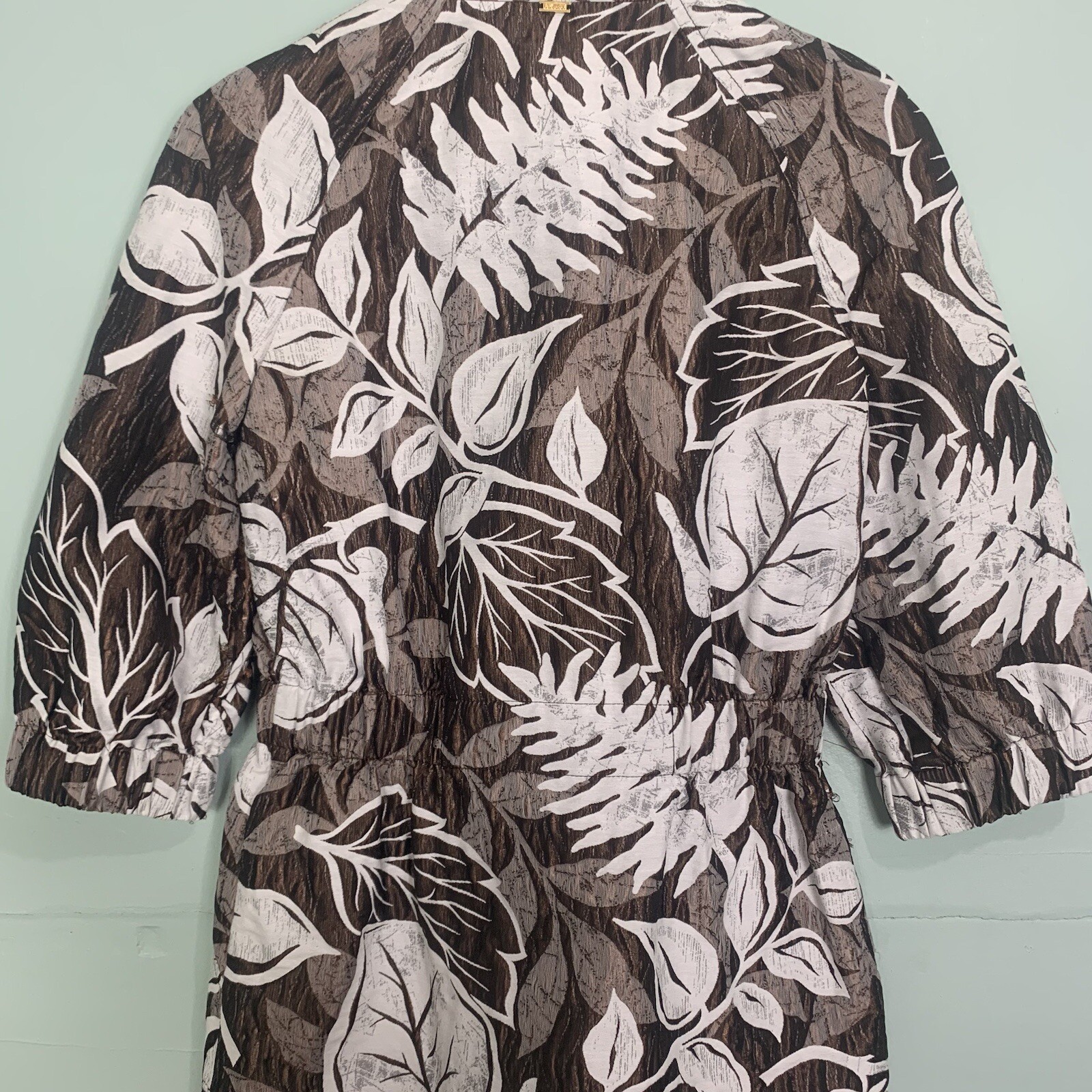 St John Leaf Print Short Sleeve Light Weight Jack… - image 12