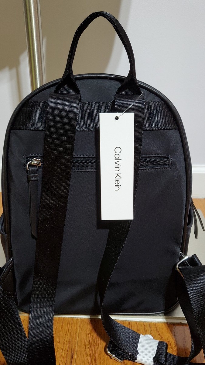 NEW CALVIN KLEIN RAINEY NYLON BLACK / SILVER BACKPACK | eBay display picture 2