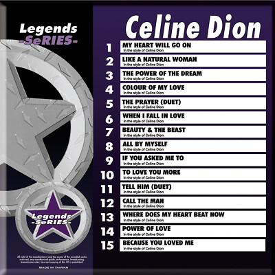 CELINE DION LEGENDS SERIES VOL-53 KARAOKE CD+G NEW IN PLASTIC /PRINT 15 TRACKS