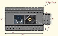 Bâche en bois robuste - 16' x 27' (goutte et rabat de 4') - bâche bleue 18 oz