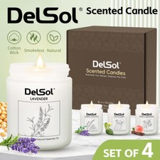 4 X Soy Wax Scented Candles 200 Hours Long Burn Time Lavender Eucalyptus Candle