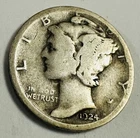 1924-D Mercury Dime -Scarce F- Extra Fine  Semi-key  Better Date # MD 1924-D