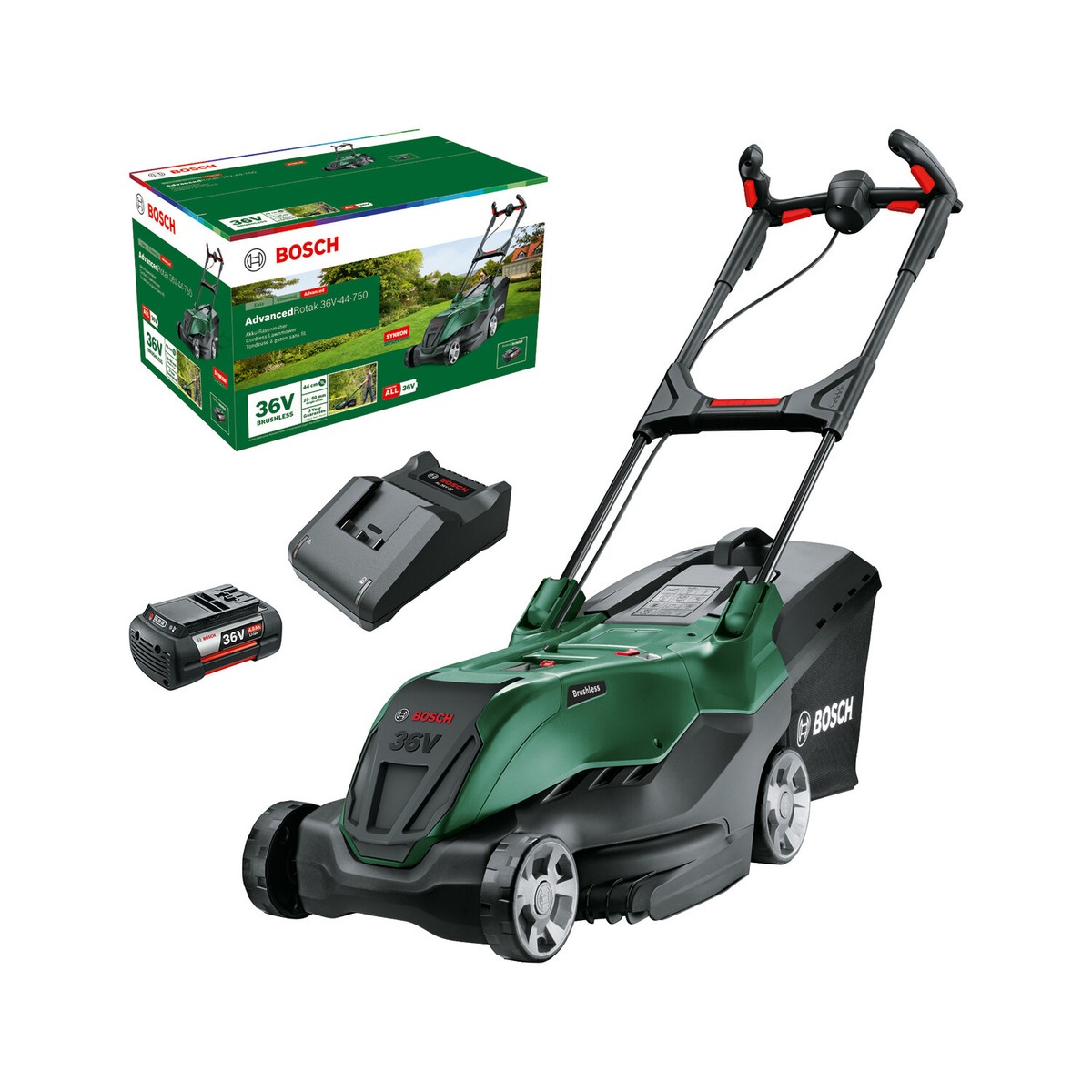 Bosch 36 V Cordless Lawnmower Brushless 44 cm 50L With Ah