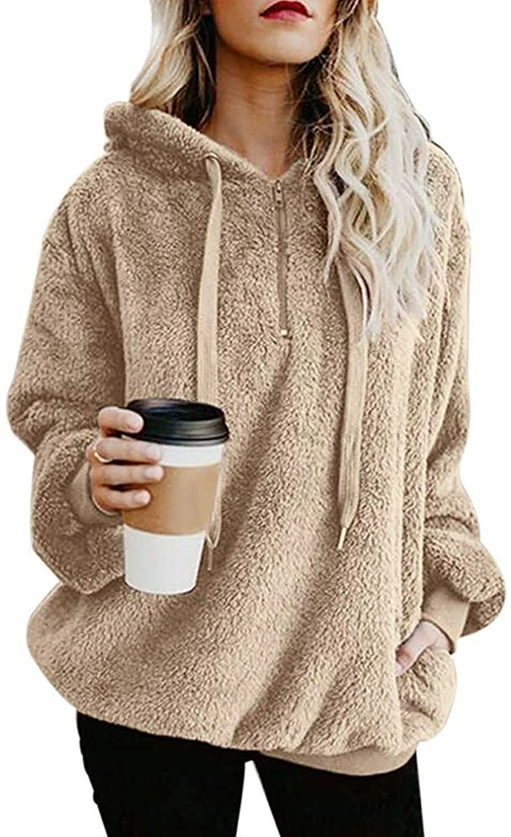 Women's sherpa pullover with pockets sale
