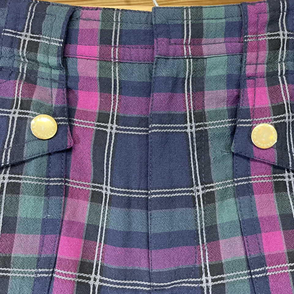 Pantalones Cortos Marc by Marc Jacobs a Cuadros 4 Lana Mezcla Seda Azul Púrpura Completamente Forrados B81 Foto 2 de 4