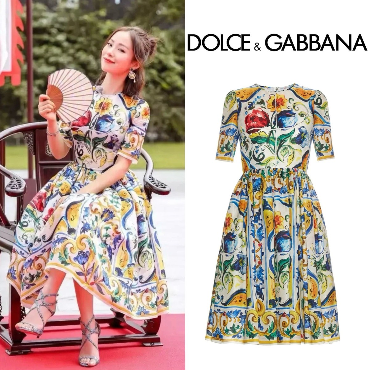 【イタリア製】【38】DOLCE&GABBANA ワンピース レディース Rare $6,500 Dolce & Gabbana Majolica Silk Midi Dress IT38 | eBay
