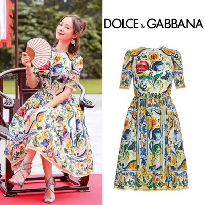 【イタリア製】【38】DOLCE&GABBANA ワンピース レディース Rare $6,500 Dolce & Gabbana Majolica Silk Midi Dress IT38 | eBay