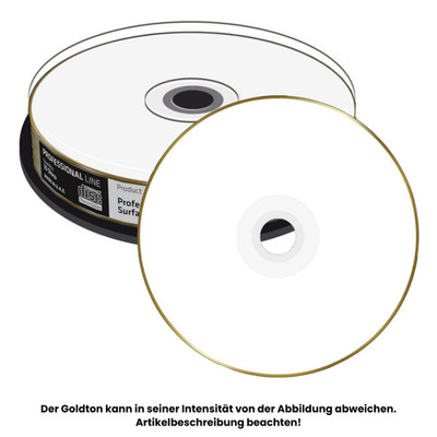 10 CD-R Rohlinge Professional Line 24 Karat GOLD bedruckbar 80Min 700MB 52x fach