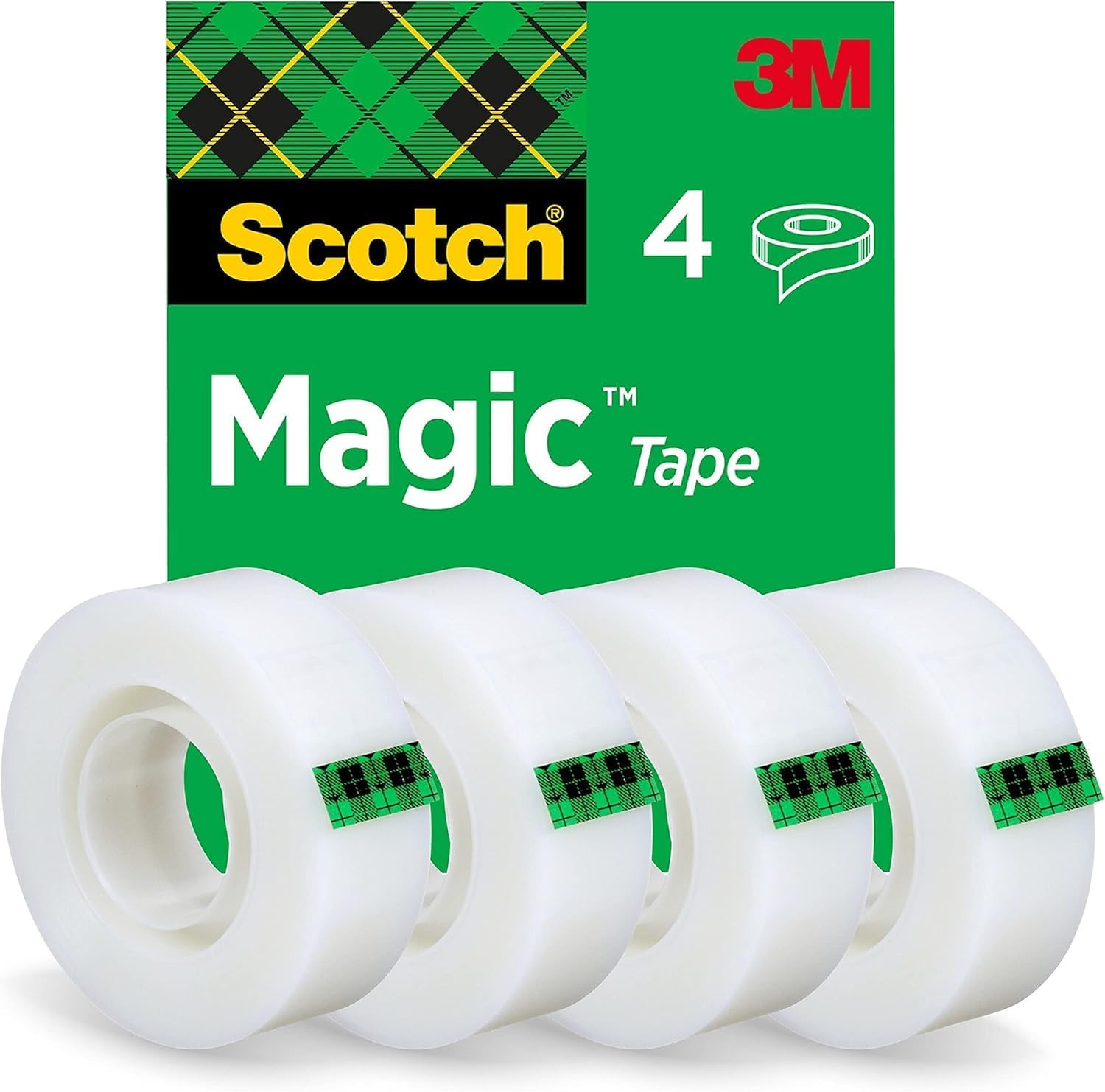 Scotch Magic Tape, 4 Rolls, 19 Mm X 33 M - General Purpose Sticky Tape for Docum