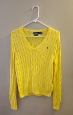 Polo Ralph Lauren Women's 100 Cotton Cable Knit V-Neck Sweater New
