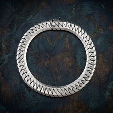 Men's 925 Sterling Silver Matte Curb Link Bracelet - Handmade Chain