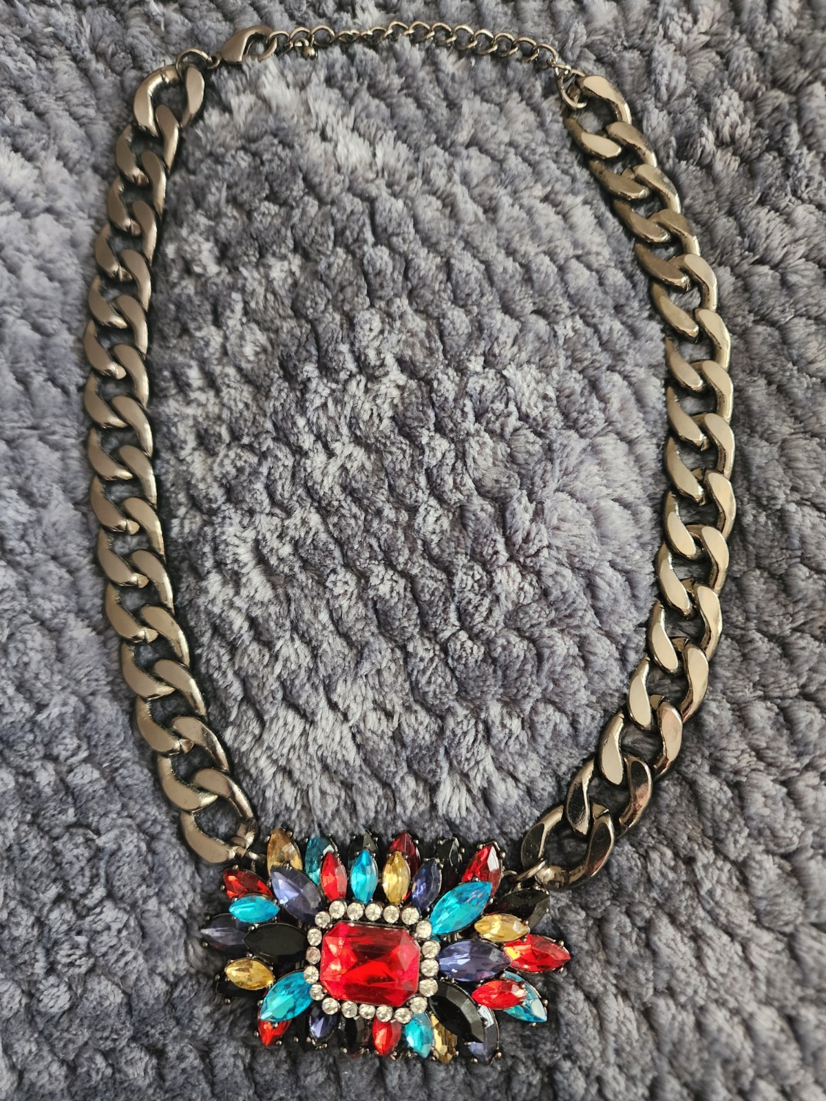 Artisan Crafted Statement Necklace Multi-Colored … - image 7