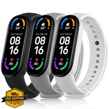 Amzpas Silicone Bands for Amazfit Band 5/6, Mi Band 5/6, 3 Pack, Black/White/...