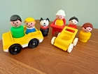 Vintage Fisher Price Little People Family Car Baby highchair stroller dog+ lot