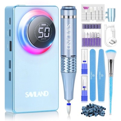 Electric Nail Drill 50000 RPM Rechargeable Portable Cordless Ceramic SAVILAND