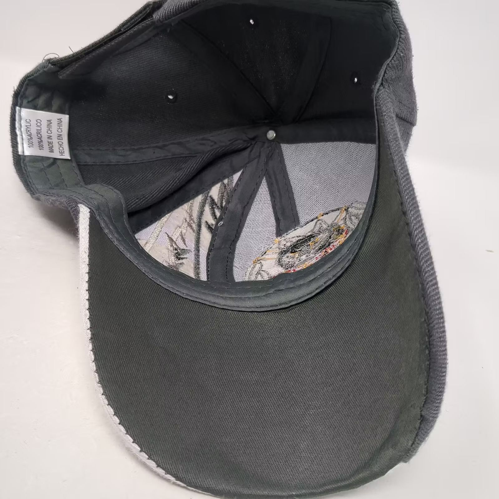 Gray White Baseball Cap OS Wolf Dreamcatcher Embr… - image 7