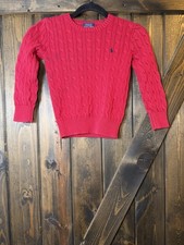 Polo Ralph Lauren Cable Knit Crew Neck Sweater Preppy Classic Timeless Sz 7Y
