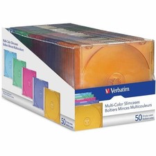 Verbatim CD/DVD Color Slim Jewel Cases, Assorted - 50pk 94178