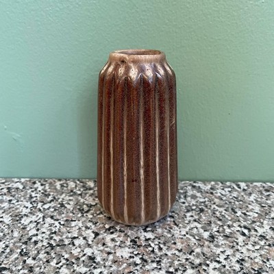 Small Ribbed Bud Vase Brown Boho Great For Gifts