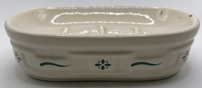 #ad #ad Longaberger Pottery Woven Traditions Green Soap Dish might need washed . 11 $14.99