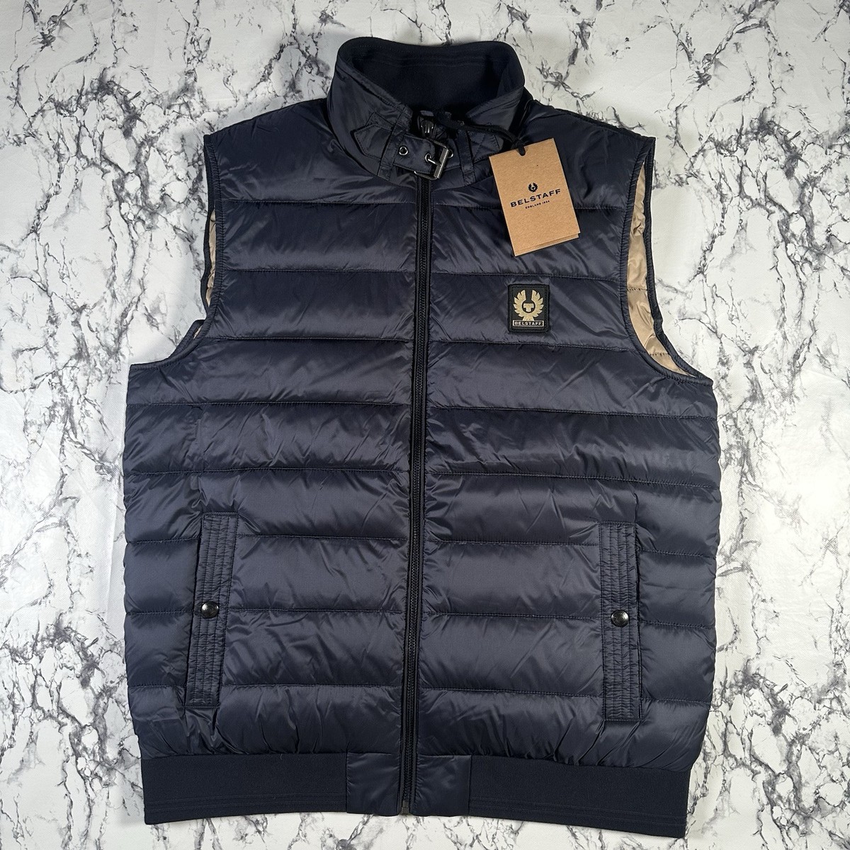 BELSTAFF Mens Dark Ink Blue Circuit Gilet SIZE UK38 IT48 MEDIUM Authentic  BNWT