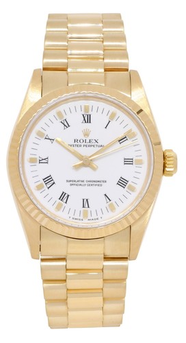 Rolex Oyster Perpetual President 18k Yellow Gold 31mm Watch +Papers L 67518