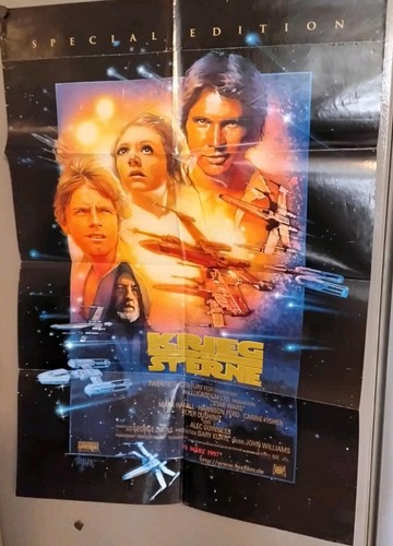 STAR WARS MOVIE POSTER Original 23x33 Inch GERMAN R1997 Drew Struzan Artwork