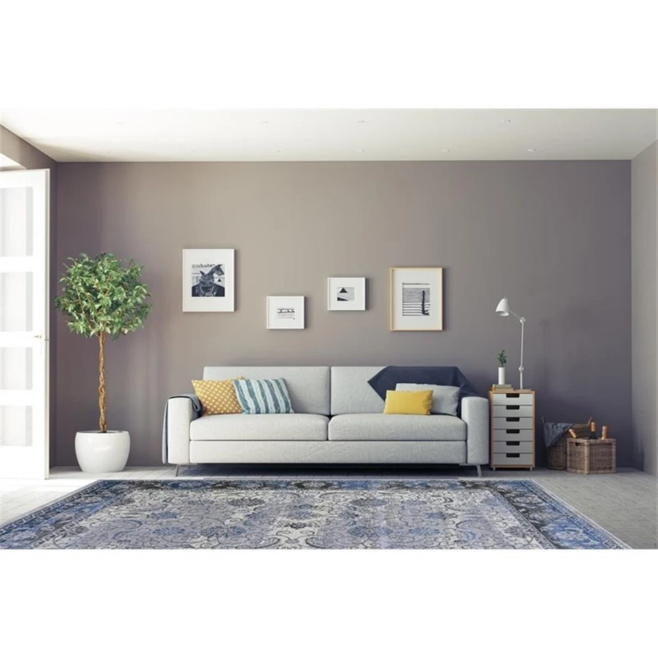 Alfombra Linon Vintage Isfahan Power Loomed Microfibra Poliéster 9'x12' en Gris Foto 2 de 4