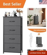Modern Grey 4-Drawer Fabric Dresser   Safe  Sturdy for Nursery  Living Room