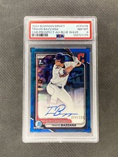 Travis Bazzana 2024 Bowman Chrome Prospect Blue Wave Refractor Auto /150 PSA 8
