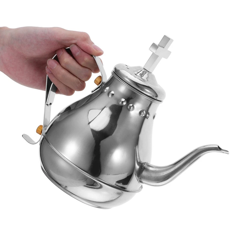 Teiera in acciaio inossidabile, teiera vintage in argento per comunione, - Immagine 3 di 4