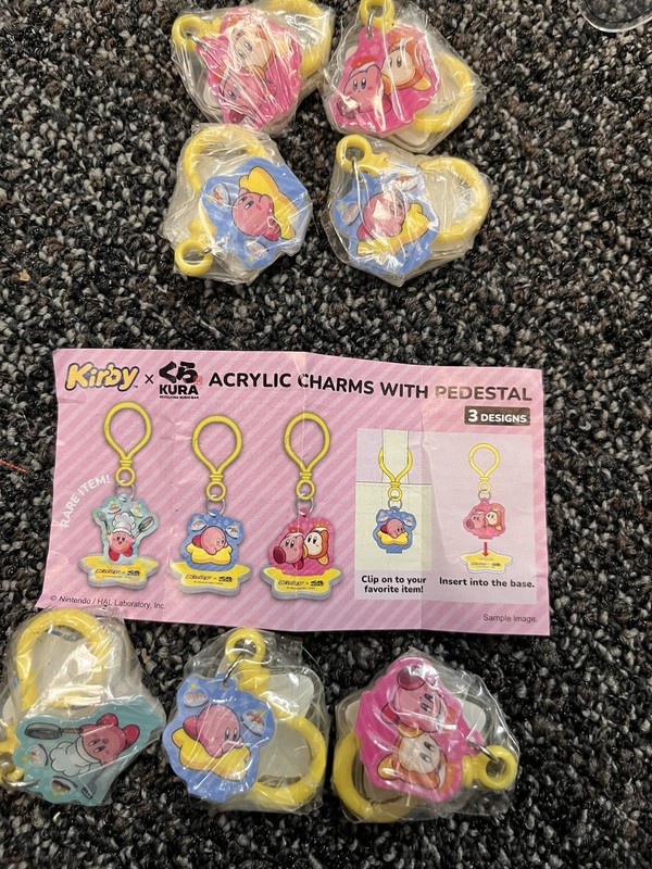 Kura Sushi x Kirby - RARE  Holographic Acrylic Charm with Pedestal SEALED