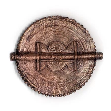 Traditional Copper Sun Baule Bead Pendant 75x65mm Ivory Coast African Flat