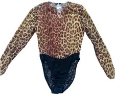 Vintage Guy Laroche Animal Print Bodysuit Semi Sheer Medium M