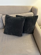 Set of 2 Black Chenille Pillow Covers 18x18  Soft Textured Decorative Covers
